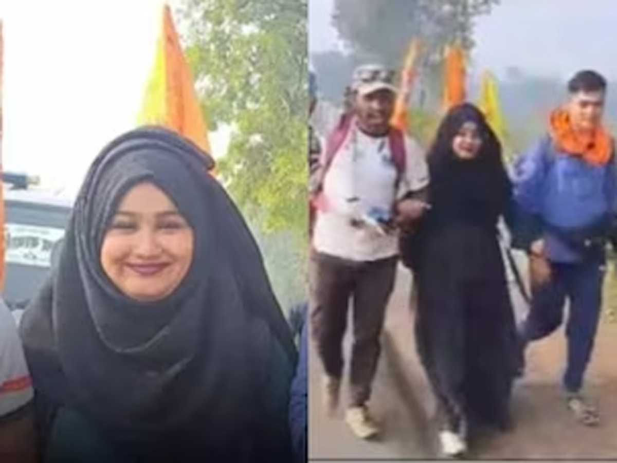 भगवा ध्वज लेकर अयोध्या की तरफ बढ़ती शबनम शेख